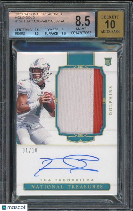 2020 National Treasures Tua Tagovailoa Rookie Patch Auto Gold RPA RC BGS 8.5 /10