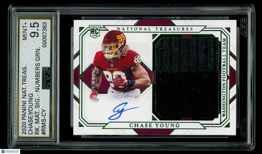 2020 National Treasures Chase Young #RMS-CY Rookie Materials Auto Green AGS 9.5