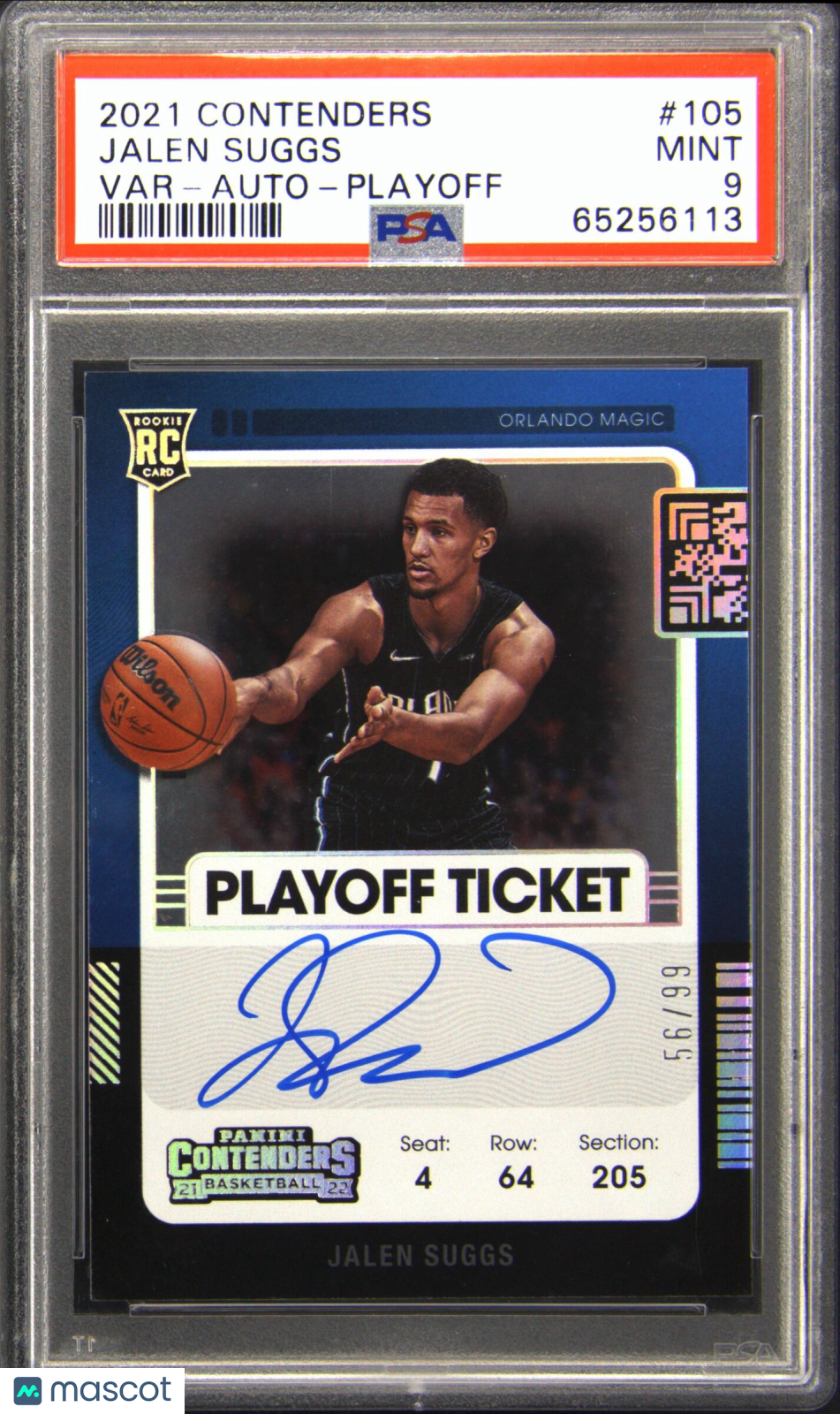 2021 Contenders Autographs #105 Jalen Suggs Playoff Variation Auto PSA 9