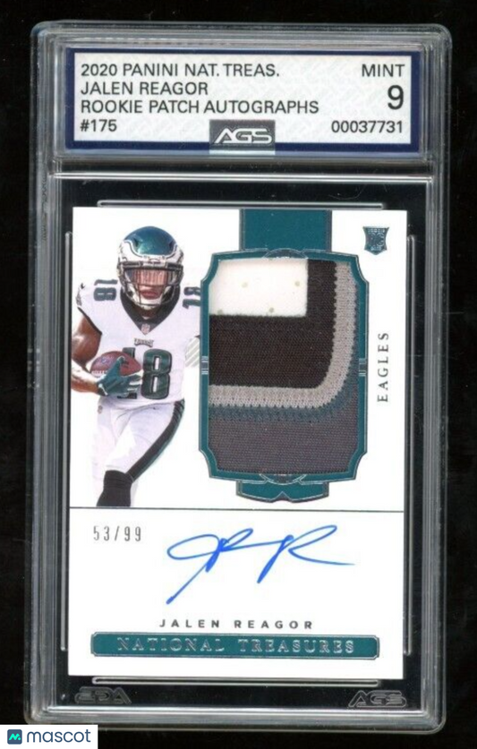 2020 Panini National Treasures Jalen Reagor #175 Rookie Patch Autograph AGS 9
