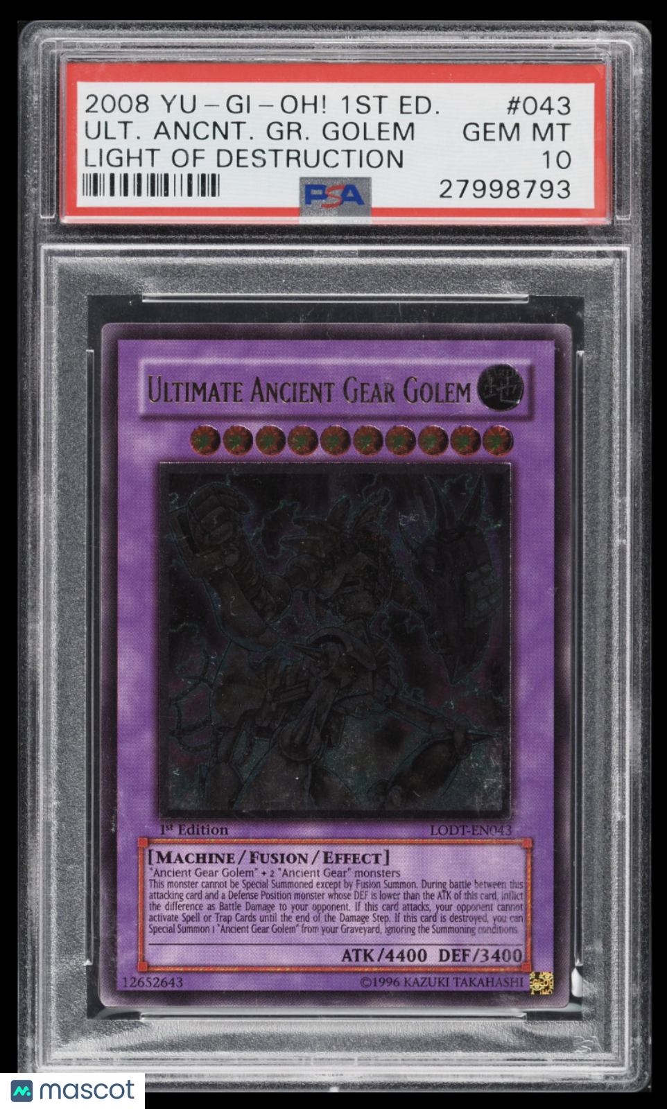 2008 Yu-Gi-Oh! LODT Ultimate Ancient Gear Golem #LODT-EN04 1st Ed PSA 10