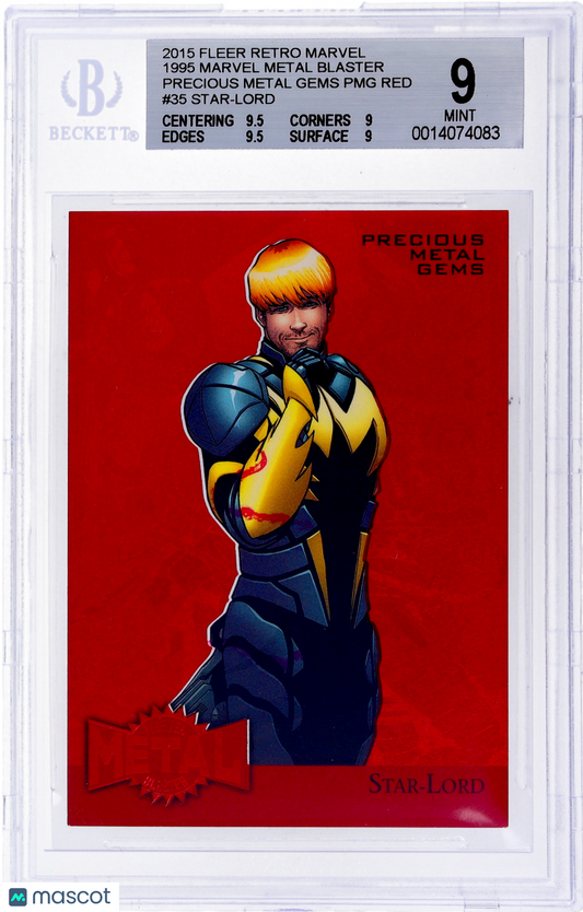 2015 Fleer Retro Marvel Star-Lord 1995 Marvel Metal Blaster PMG Red #35 BGS 9