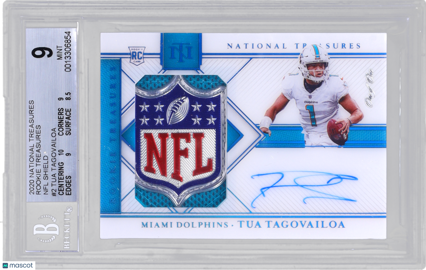 2020 Panini National Treasures Tua Tagovailoa #2 BGS 9 Rookie Auto RPA RC 1/1
