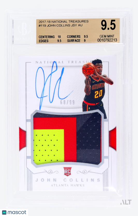 2017 Panini National Treasures John Collins #119 /99 BGS 9.5 Auto 10
