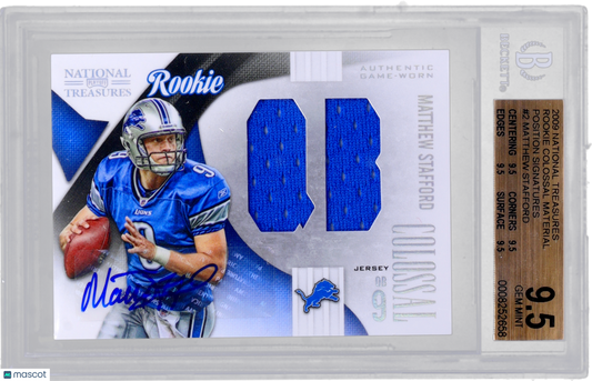2009 Playoff National Treasures Matthew Stafford Rookie Patch Auto RPA  BGS 9.5