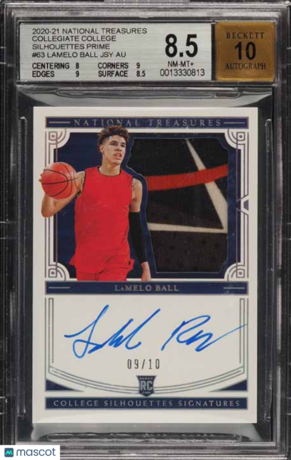 2020 National Treasures Collegiate LaMelo Ball College Silhouette RPA /10 BGS 8.5