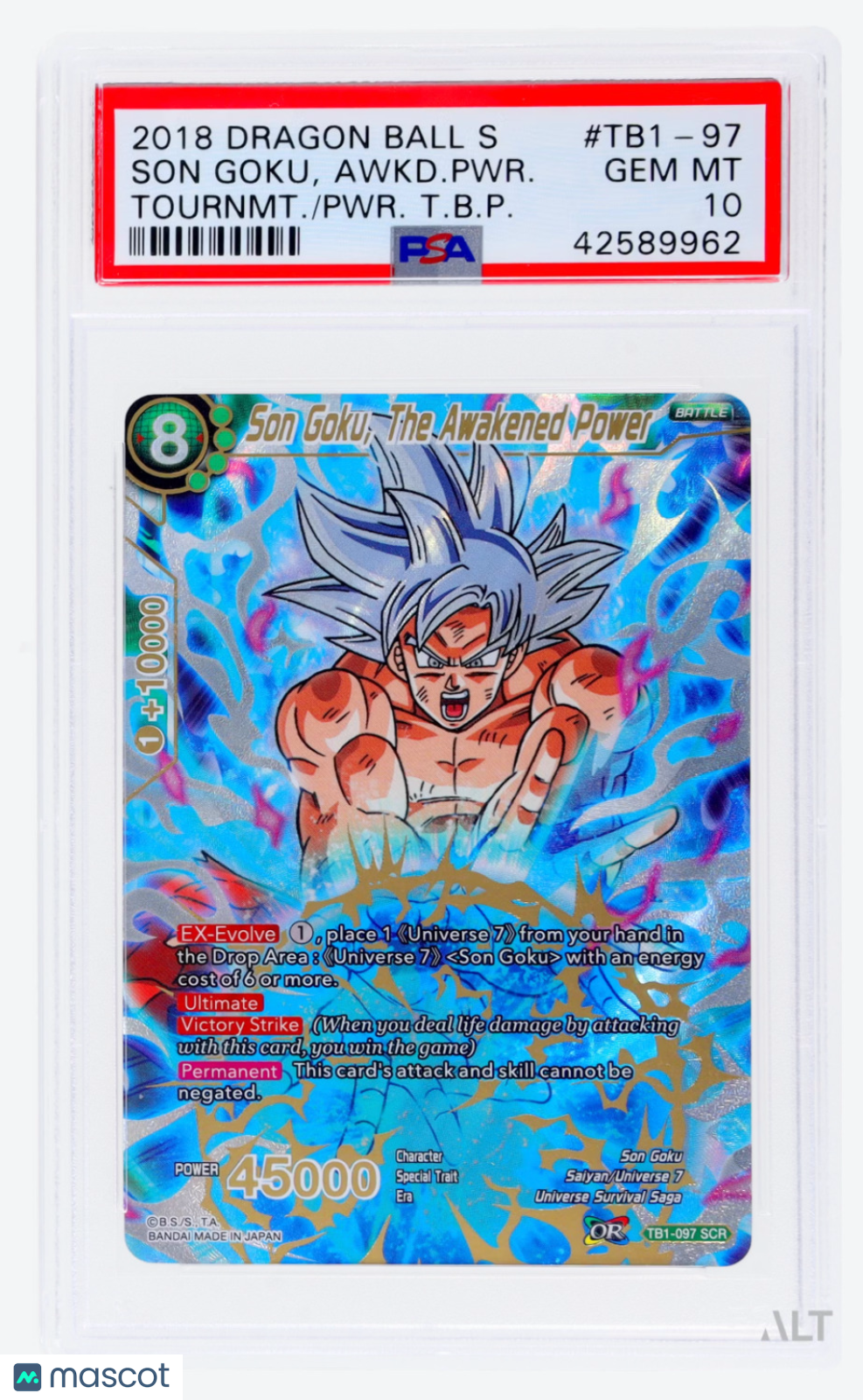 2018 Dragon Ball Super Tournament Power Son Goku, Awkd Power #TB1-097 PSA 10
