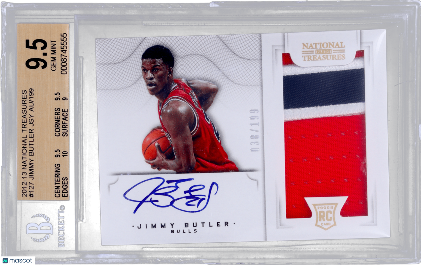 Panini National Treasures Jimmy Butler #127 Jersey Auto /199 BGS 9.5 Auto 10