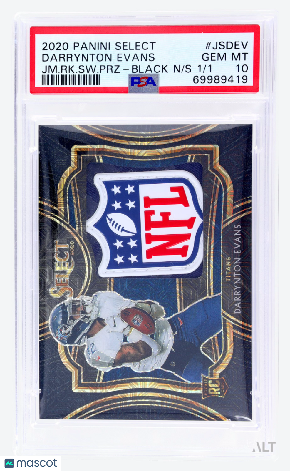 2020 Football Select Darrynton Evans #JS-DEV Black 1/1 PSA 10