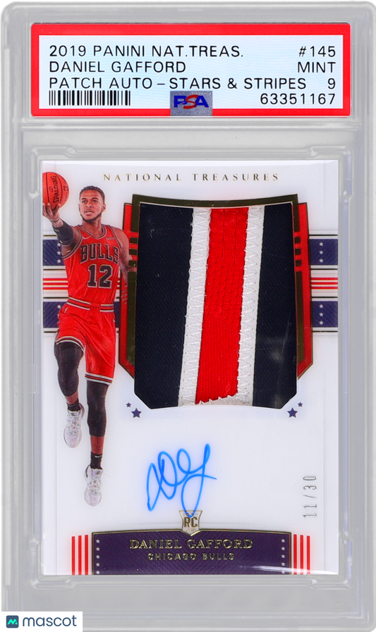 2019 National Treasures Daniel Gafford #145 Rookie Patch Auto RPA RC PSA 9