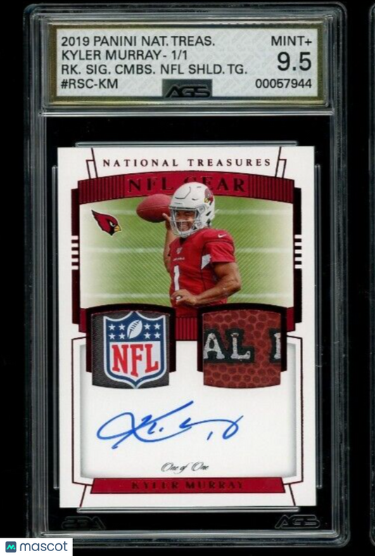 2019 National Treasures Kyler Murray Rookie Auto Combo NFL Shield AGS 9.5 RPA RC