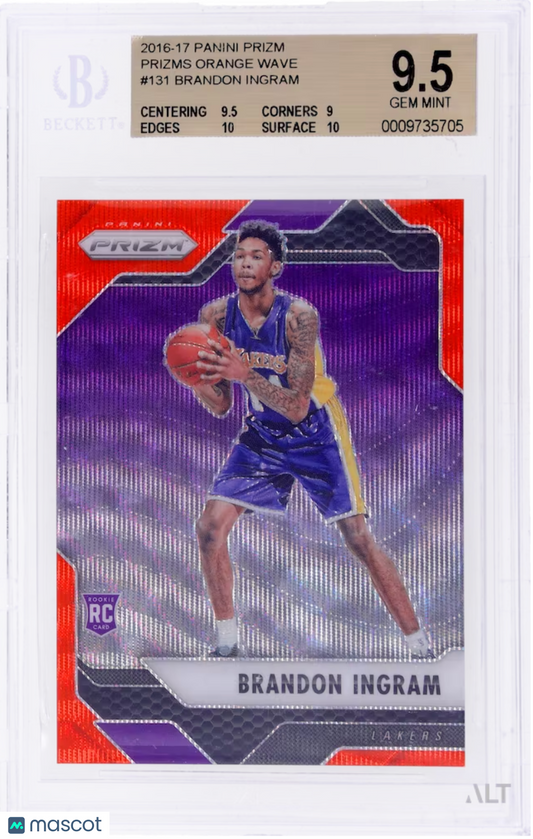 2016 Panini Prizm Brandon Ingram #131 Orange Wave Prizm BGS 9.5