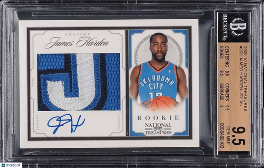 2009 Panini National Treasures James Harden #203 Jersey Auto BGS 9.5 Auto 10