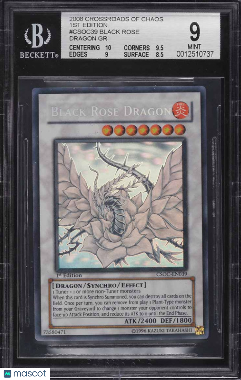 2008 Yu-Gi-Oh! Crossroads of Chaos Black Rose Dragon #CSOC-EN039 1st Ed BGS 9