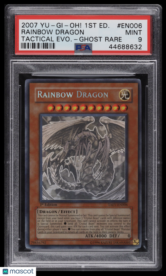 2007 Yu-Gi-Oh! Tactical Evolution Rainbow Dragon TAEV-EN006 Ghost 1st Ed PSA 9