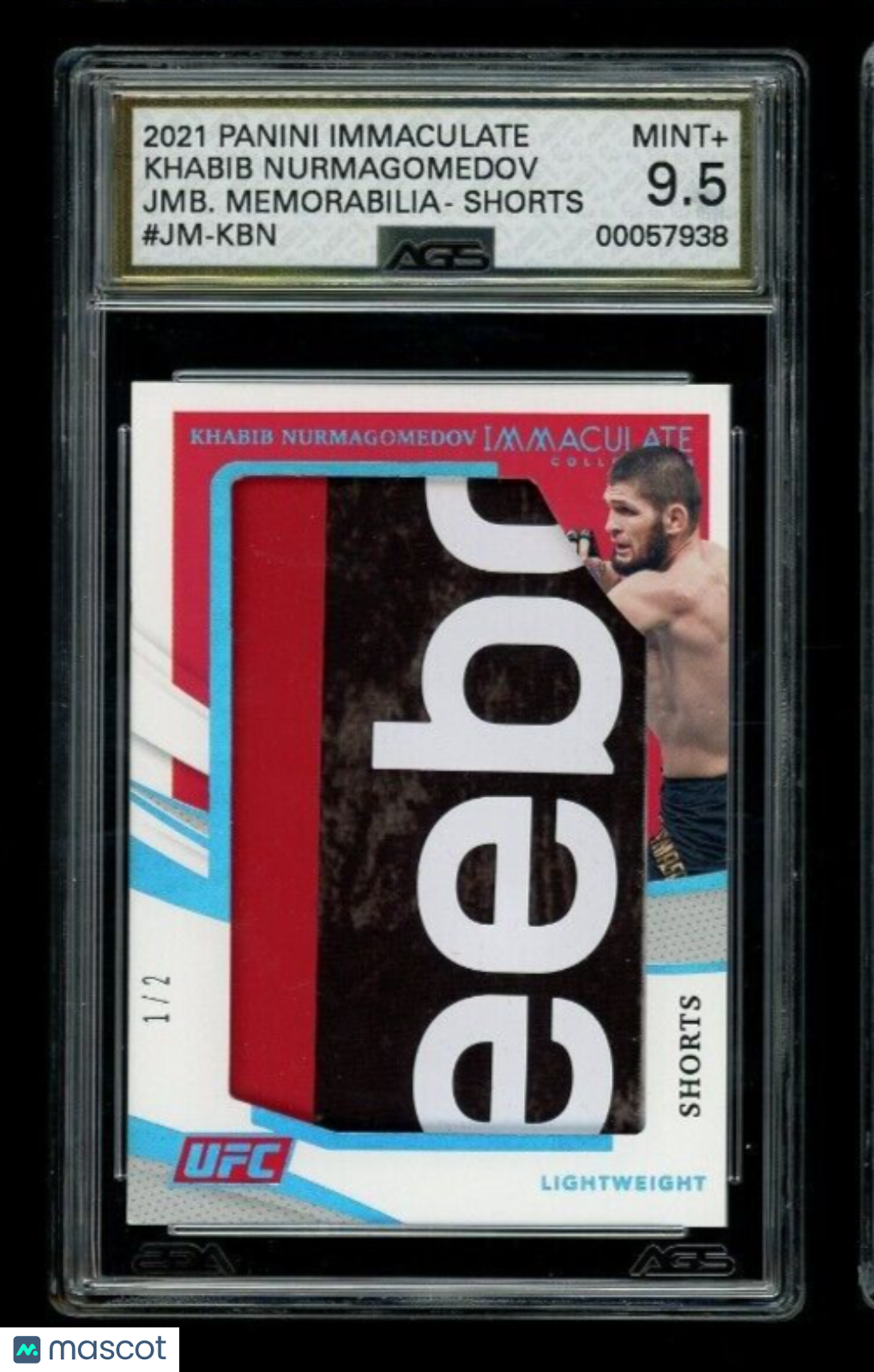 2021 Immaculate Khabib Nurmagomedov #JM-KBN Jumbo Memorabilia Shorts /2 AGS 9.5