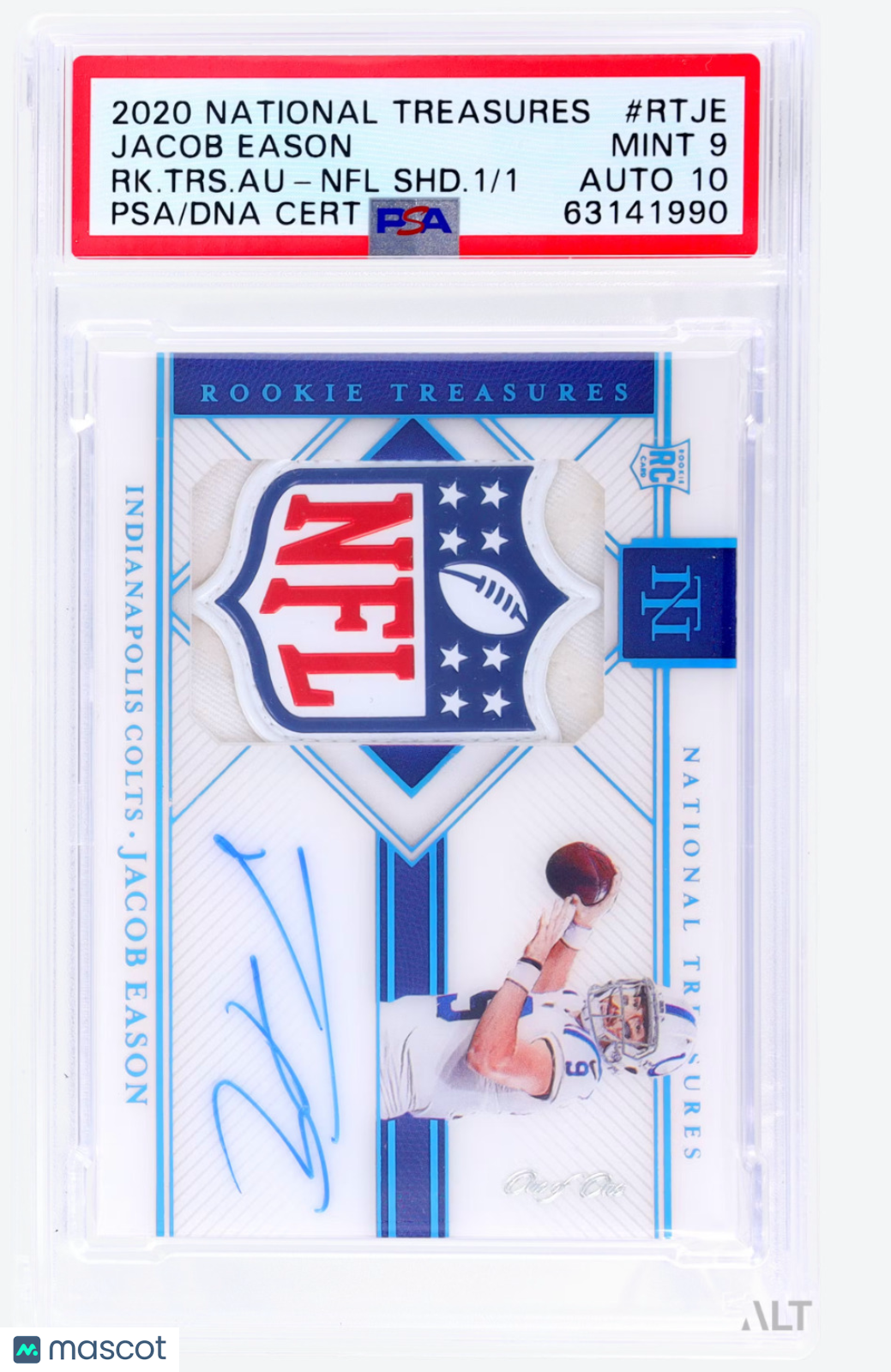 2020 Panini National Treasures Jacob Eason #RT-JE PSA 9 Auto 10 1/1