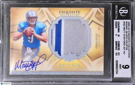 2009 Exquisite Collection Matthew Stafford #183 Rookie Silver Holofoil BGS 9