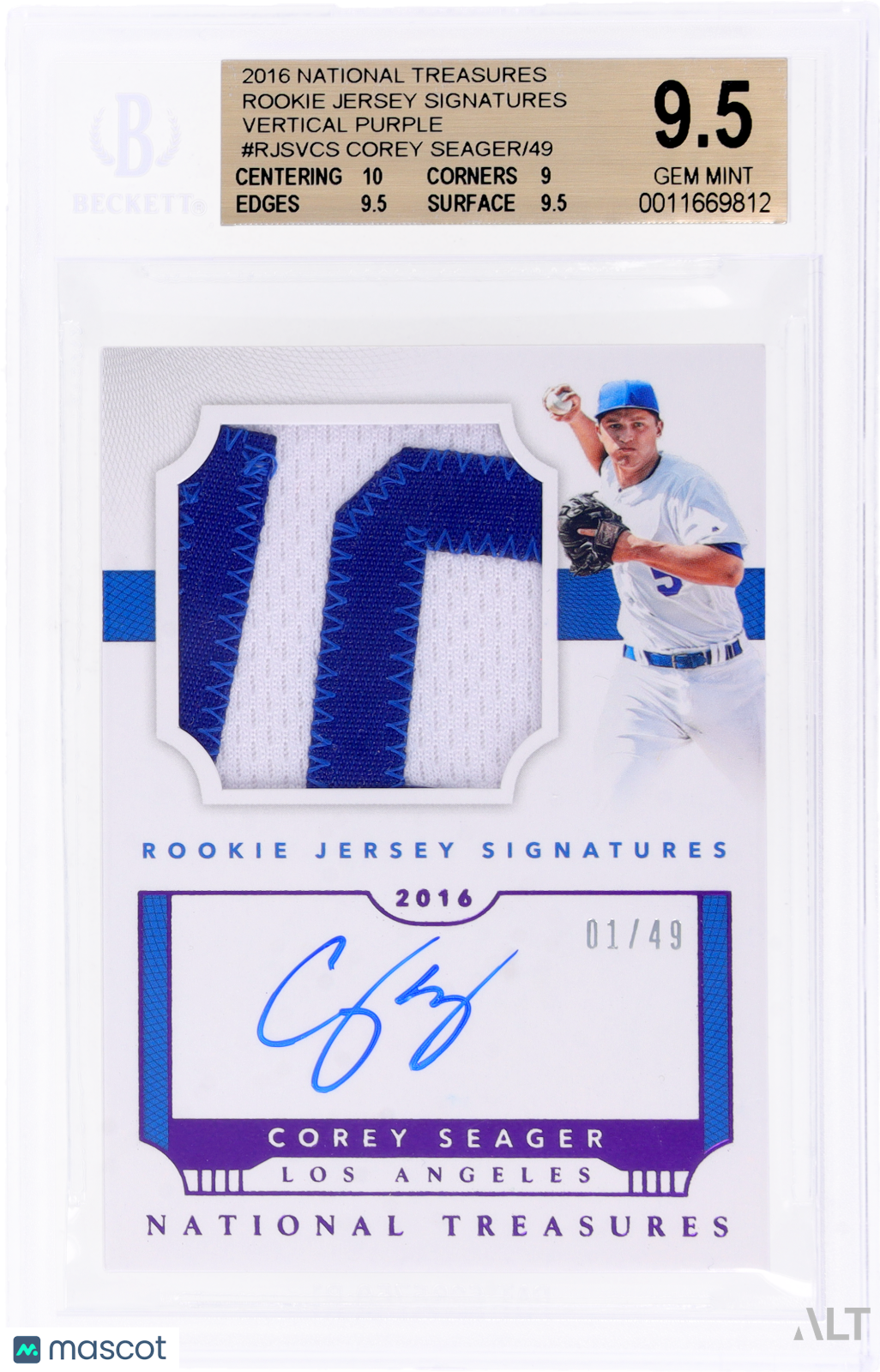 2019 Panini Prizm NBA Finalists Corey Seager #3 BGS 10