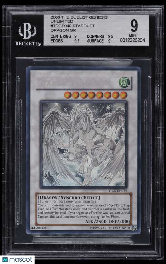 2008 Yu-Gi-Oh The Duelist Genesis Stardust Dragon #TDGS-EN040 Unlimited BGS 9