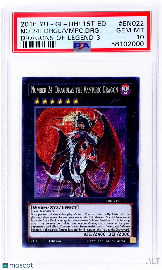 2016 Yu-Gi-Oh! D 3 Number 24 Dragulas the Vampiric Dragon #DRLB-EN022 PSA 10