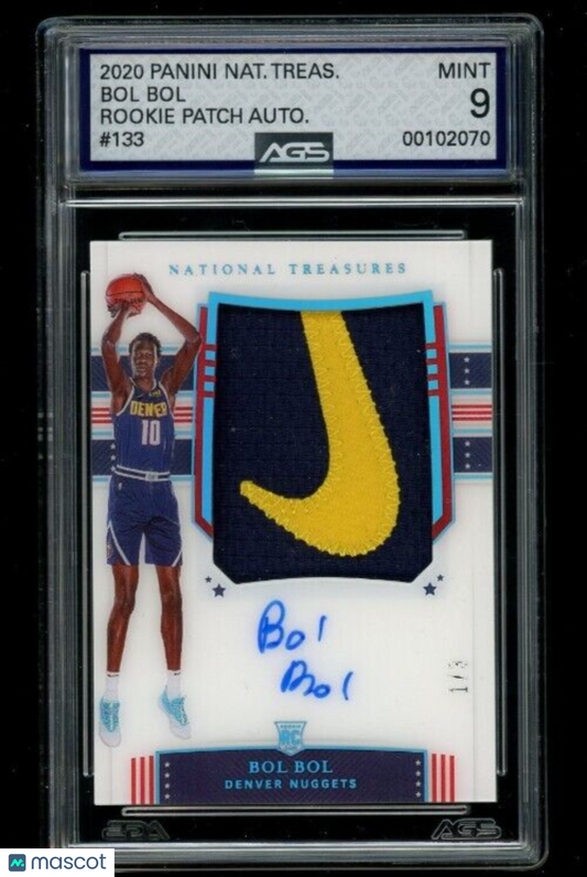 2020 Panini National Treasures Bol Bol #133 Rookie Patch Auto AGS 9