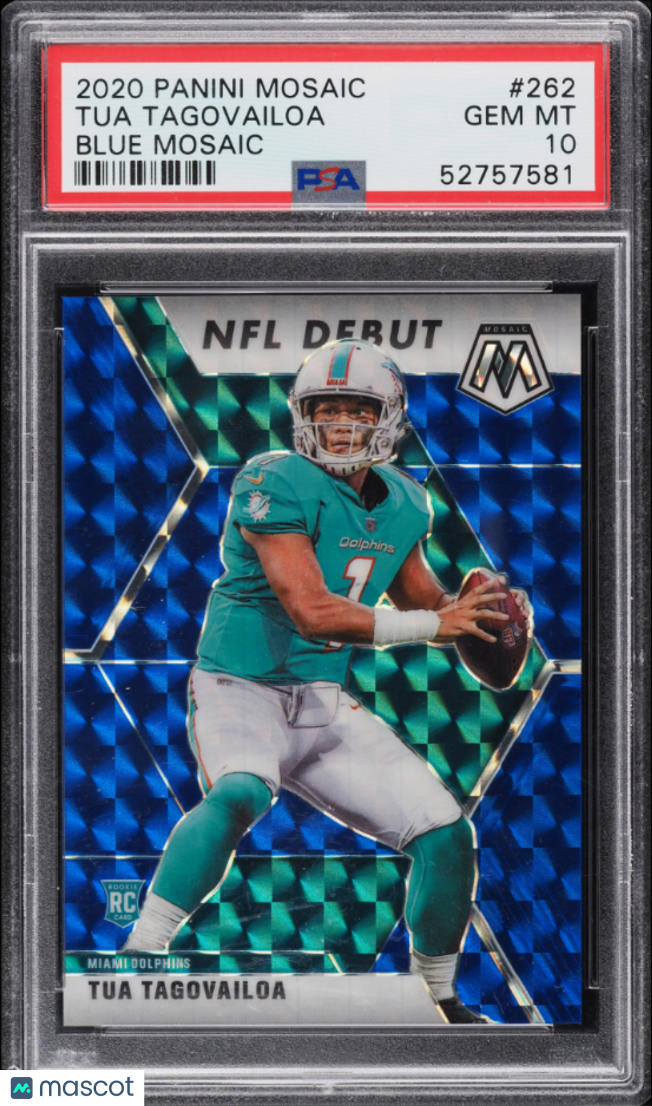 2020 Panini Mosaic Tua Tagovailoa #262 Blue Mosaic /99 PSA 10