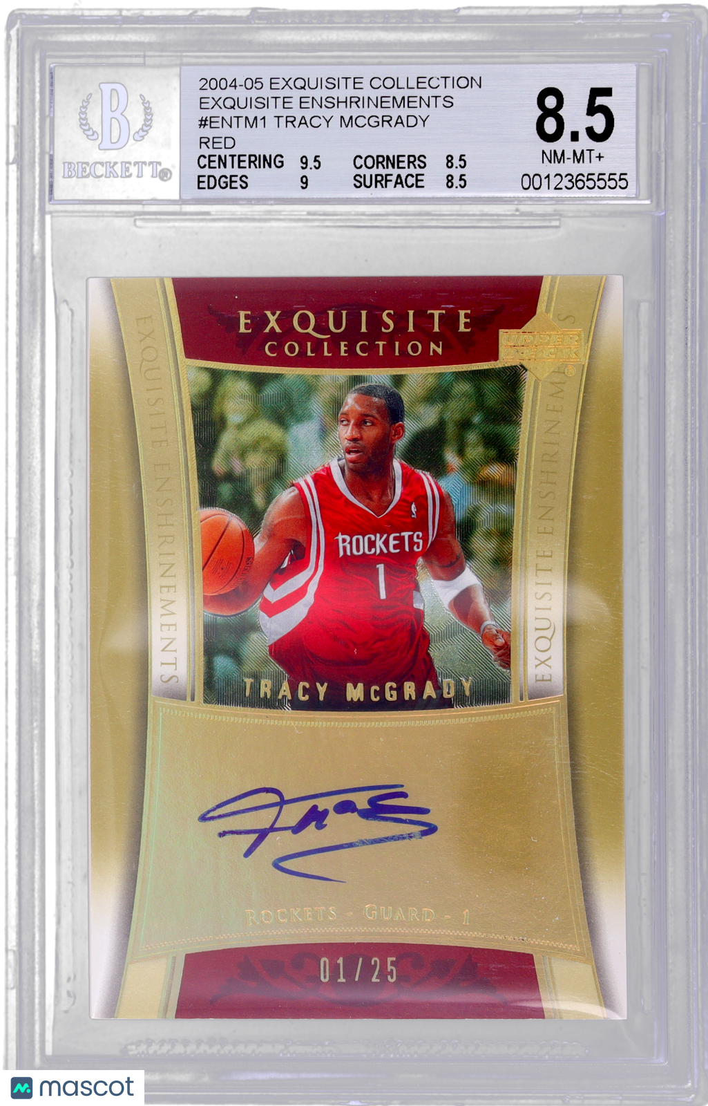 2004 Exquisite Collection Tracy Mcgrady #EN-TM1 Enshrinements Auto Red /25 BGS 8.5