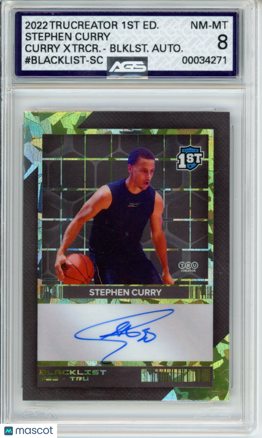 2022 Truecreator 1st ED Stephen Curry #Blacklist-SC Curry Xfractor Auto AGS 8