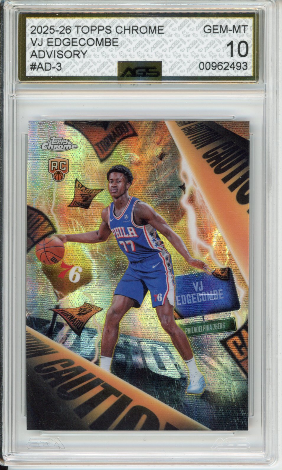 Topps 2025-26 CHROME VJ EDGECOMBE #AD-3 ADVISORY English AGS 10