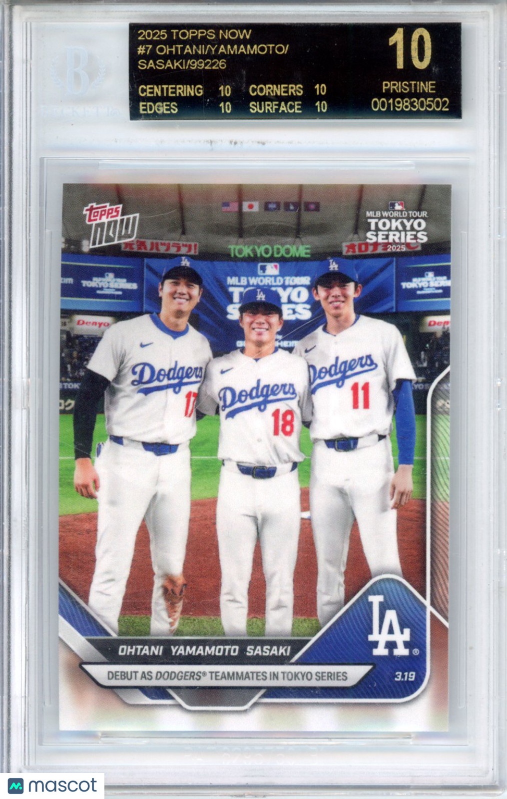 2025 Topps Now Yoshinobu Yamamoto Shohei Ohtani Roki Sasaki #7 BGS 10