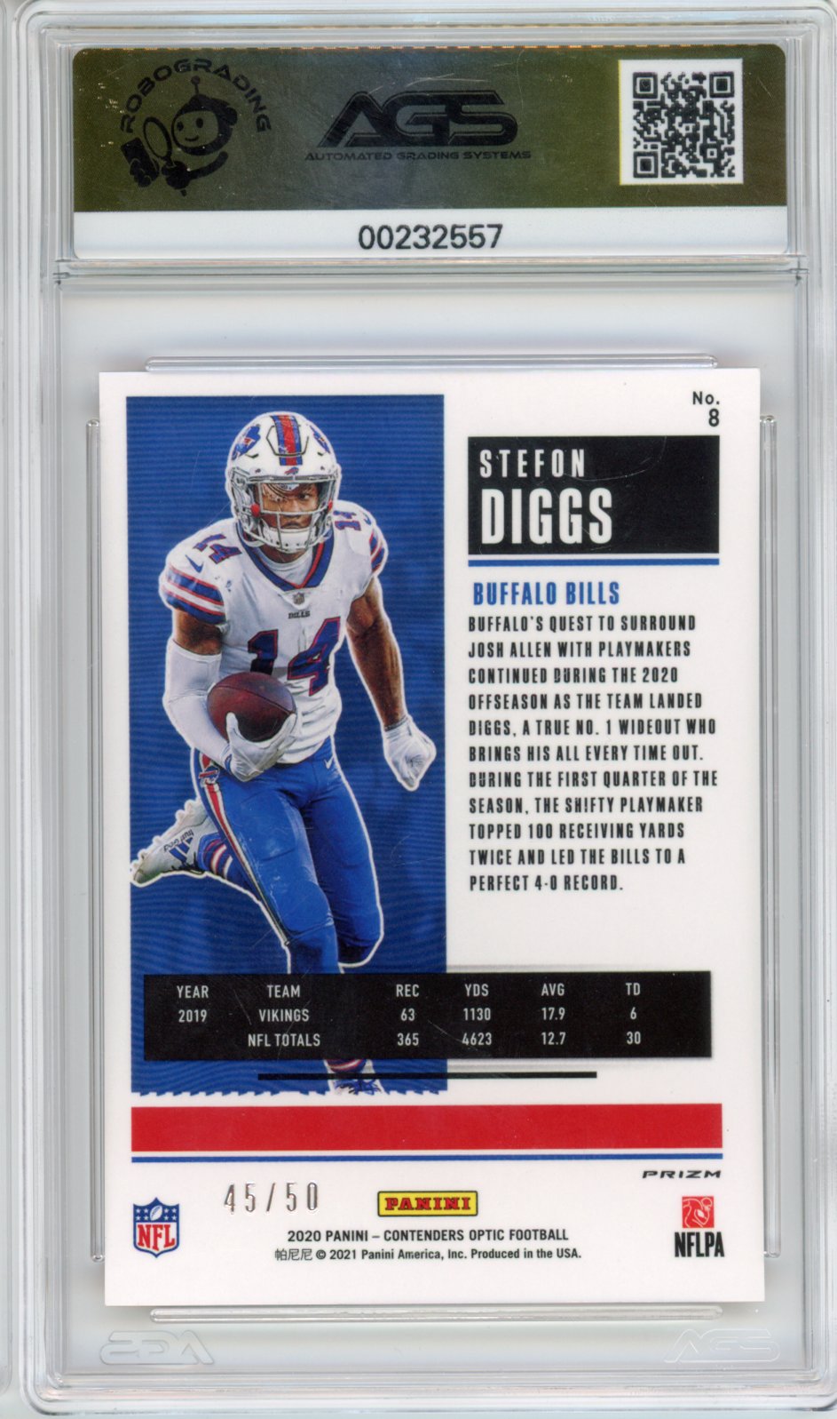 2021 Football 2020 Panini Contenders Optic Stefon Diggs #008 AGS 10