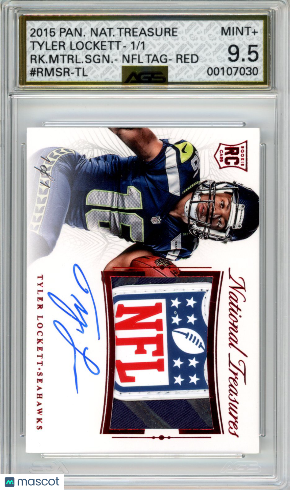 2016 National Treasures Tyler Lockett #RMSR-TL Rookie Material Tag Red AGS 9.5