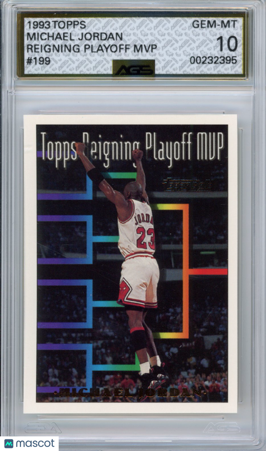 1993 TOPPS MICHAEL JORDAN #199 REIGNING PLAYOFF MVP Unlimited AGS 10