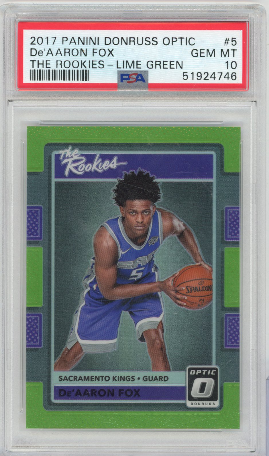 2017 unknown unknown Panini Panini Basketball #5 De'Aaron Fox Donruss Optic The Rookies English PSA 10