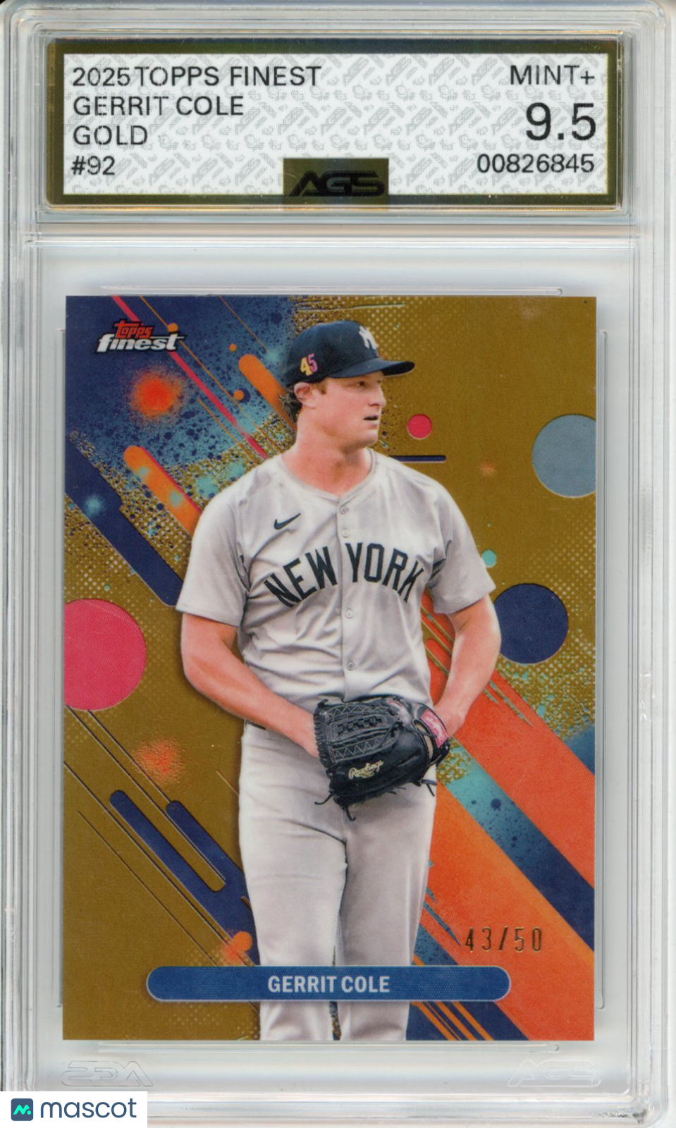Baseball 2025 TOPPS FINEST GERRIT COLE #092 Gold Unlimited AGS 9.5