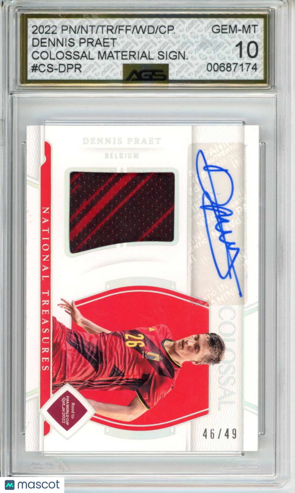 2022 National Treasures FIFA Road to World Cup DENNIS PRAET #CS-DPR AGS 10