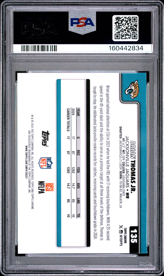 2025 Topps Chrome Football Brian Thomas Jr. #135 Green Refractor English PSA 8