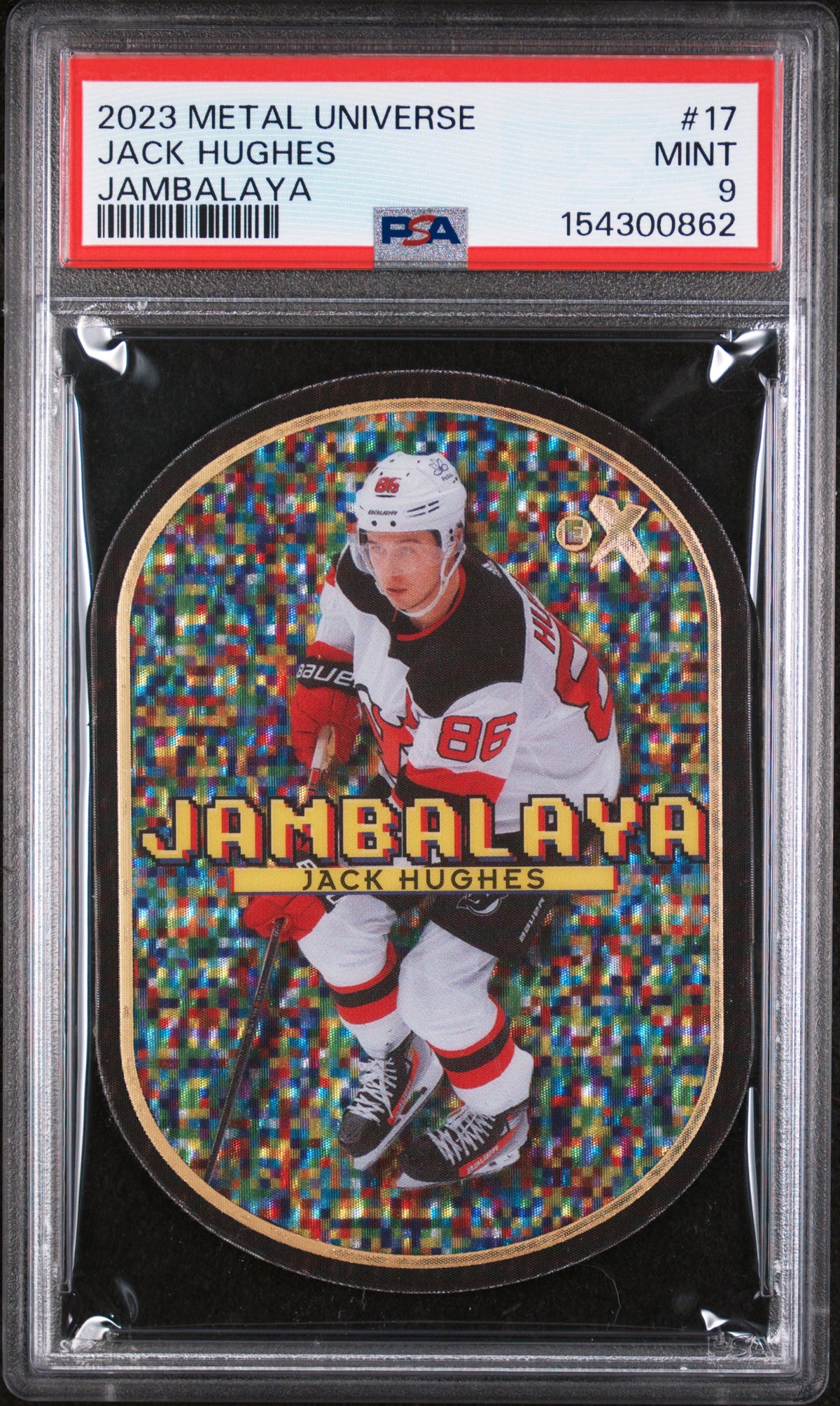 2023 unknown Skybox Metal Universe Jambalaya Jack Hughes 17 English PSA 9