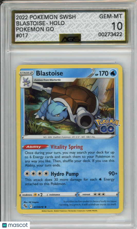 2022 Pokemon GO Blastoise #017 AGS 10