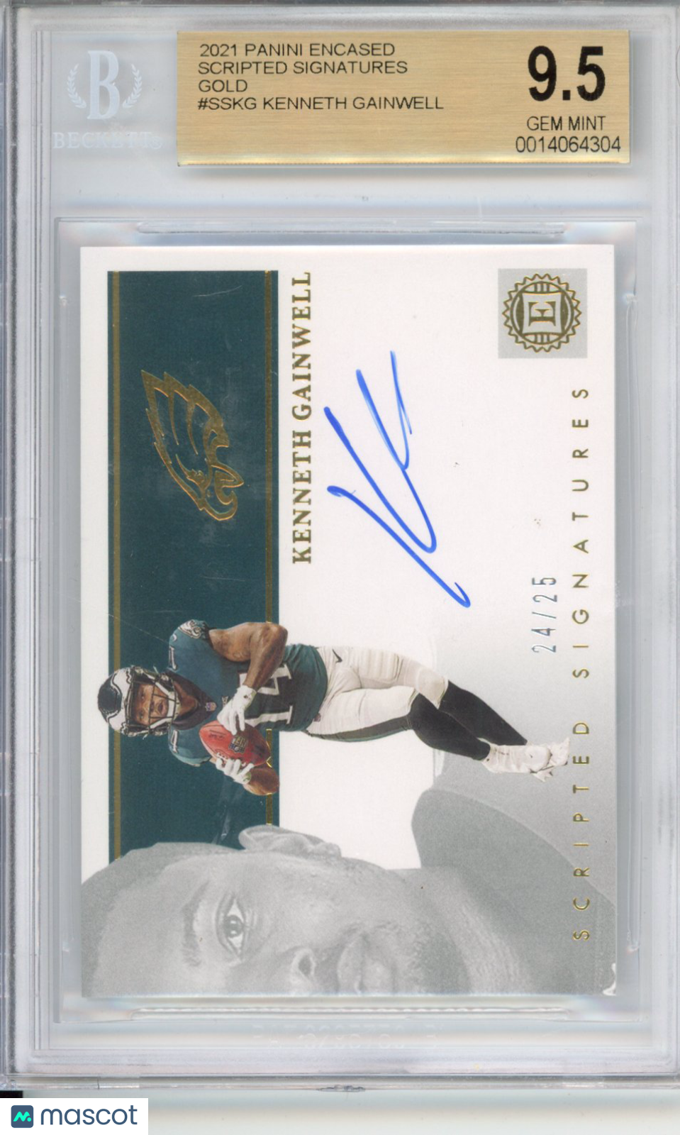 2021 Panini Encased Signatures Gold Kenneth Gainwell #SSKG /25 BGS 9.5 Auto 9