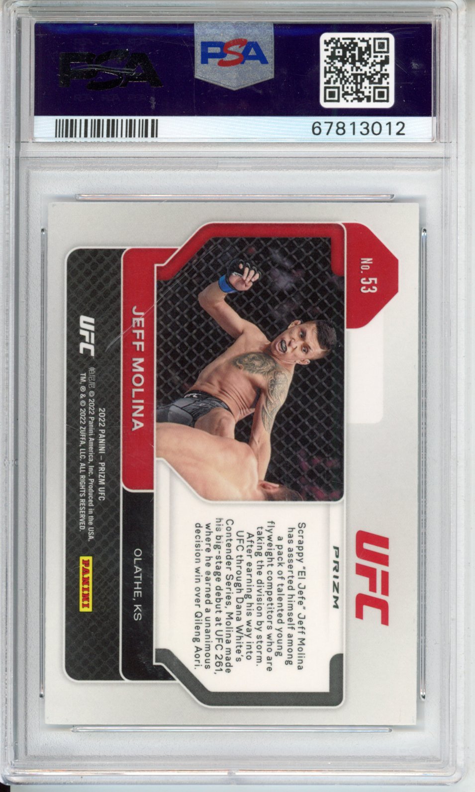 2022 Panini Prizm UFC Jeff Molina #53 White Sparkle PSA 9