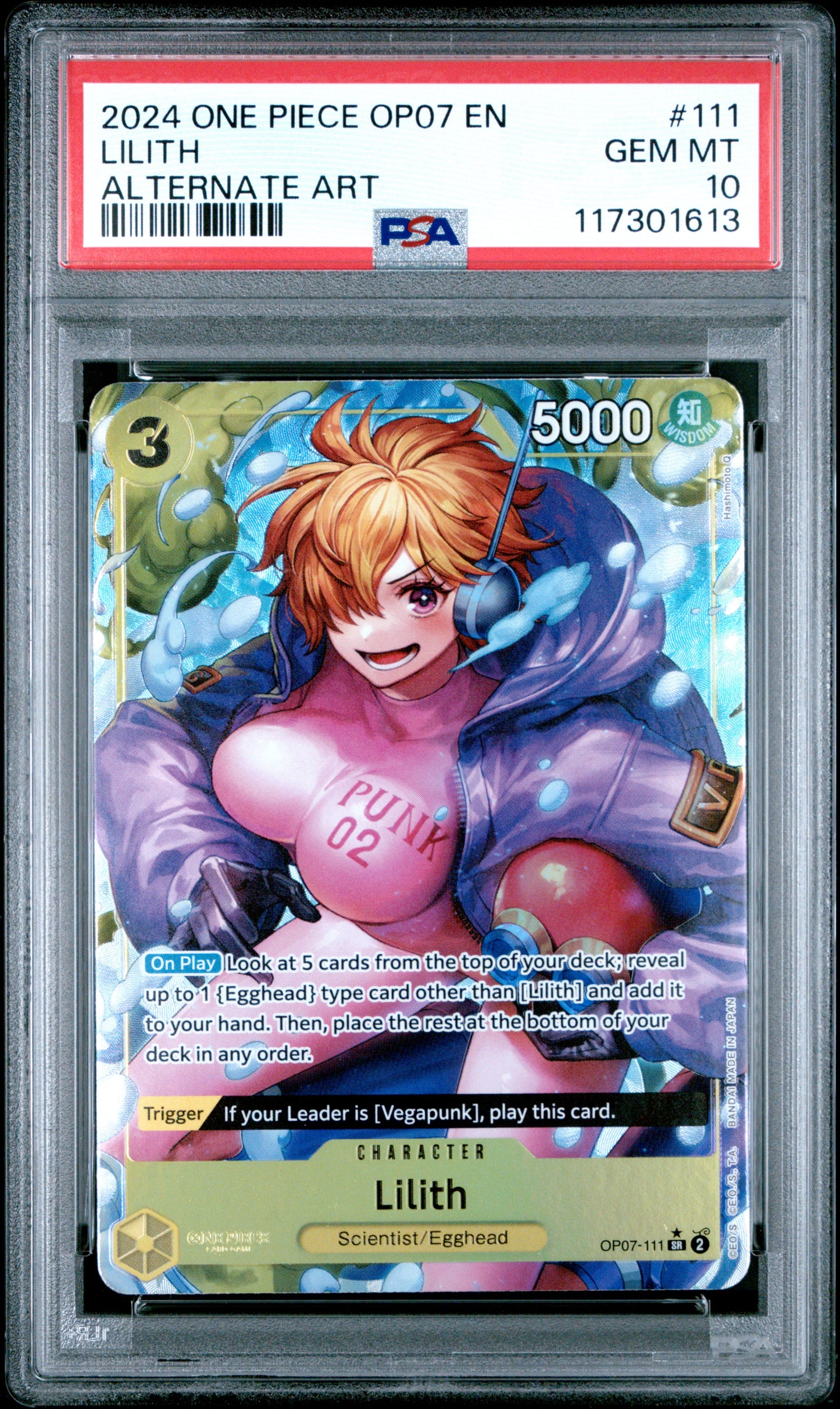 2024 One Piece 500 Years in the Future Lilith #OP07-111 Alternate Art English PSA 10