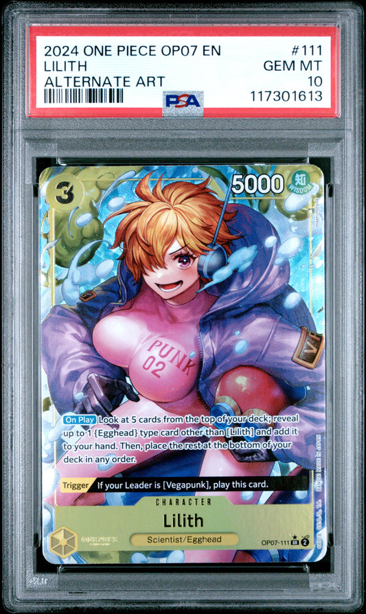 2024 One Piece 500 Years in the Future Lilith #OP07-111 Alternate Art English PSA 10