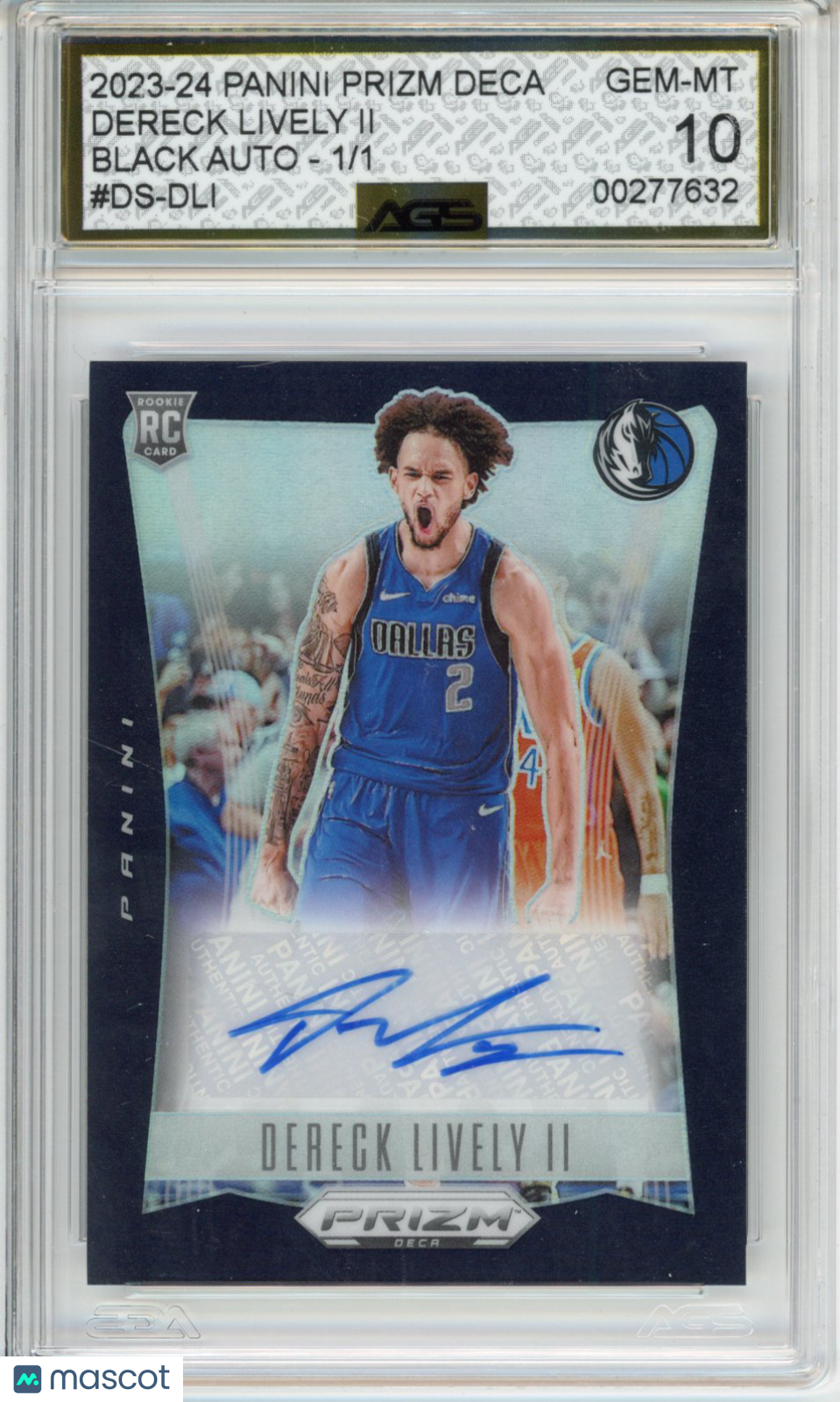 2023-24 PRIZM DECA DERECK LIVELY II #DS-DLI AGS 10 Auto /1 Black Rookie