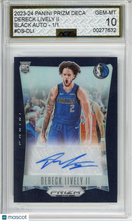 2023-24 PRIZM DECA DERECK LIVELY II #DS-DLI AGS 10 Auto /1 Black Rookie