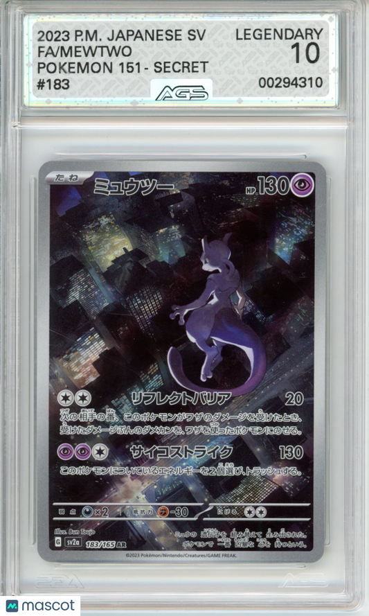 2023 Pokemon 151 Mewtwo #183 LEGENDARY AGS 10