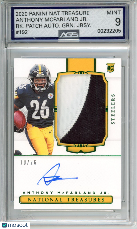 2020 Panini National Treasures Anthony McFarland Jr. #192 RPA /26 AGS 9