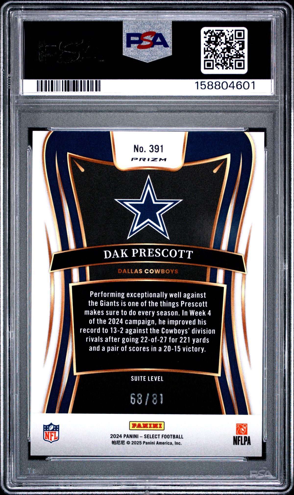 2024 Panini Select Football Dak Prescott #391 Dragon Scale English PSA 10
