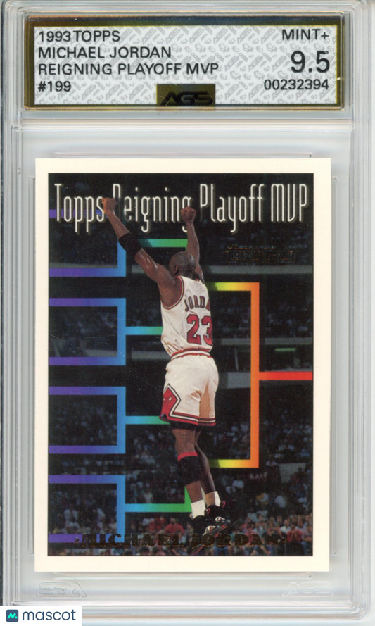 1993 TOPPS MICHAEL JORDAN #199 REIGNING PLAYOFF MVP AGS 9.5
